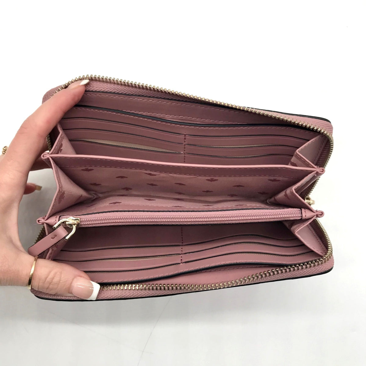 Kate Spade Pink Floral Pebbled Leather Continental Wallet