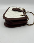 MMS Brand  White/Brown Faux Leather Quilted Chain Shoulder Bag