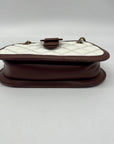 MMS Brand  White/Brown Faux Leather Quilted Chain Shoulder Bag