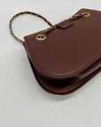 MMS Brand  White/Brown Faux Leather Quilted Chain Shoulder Bag