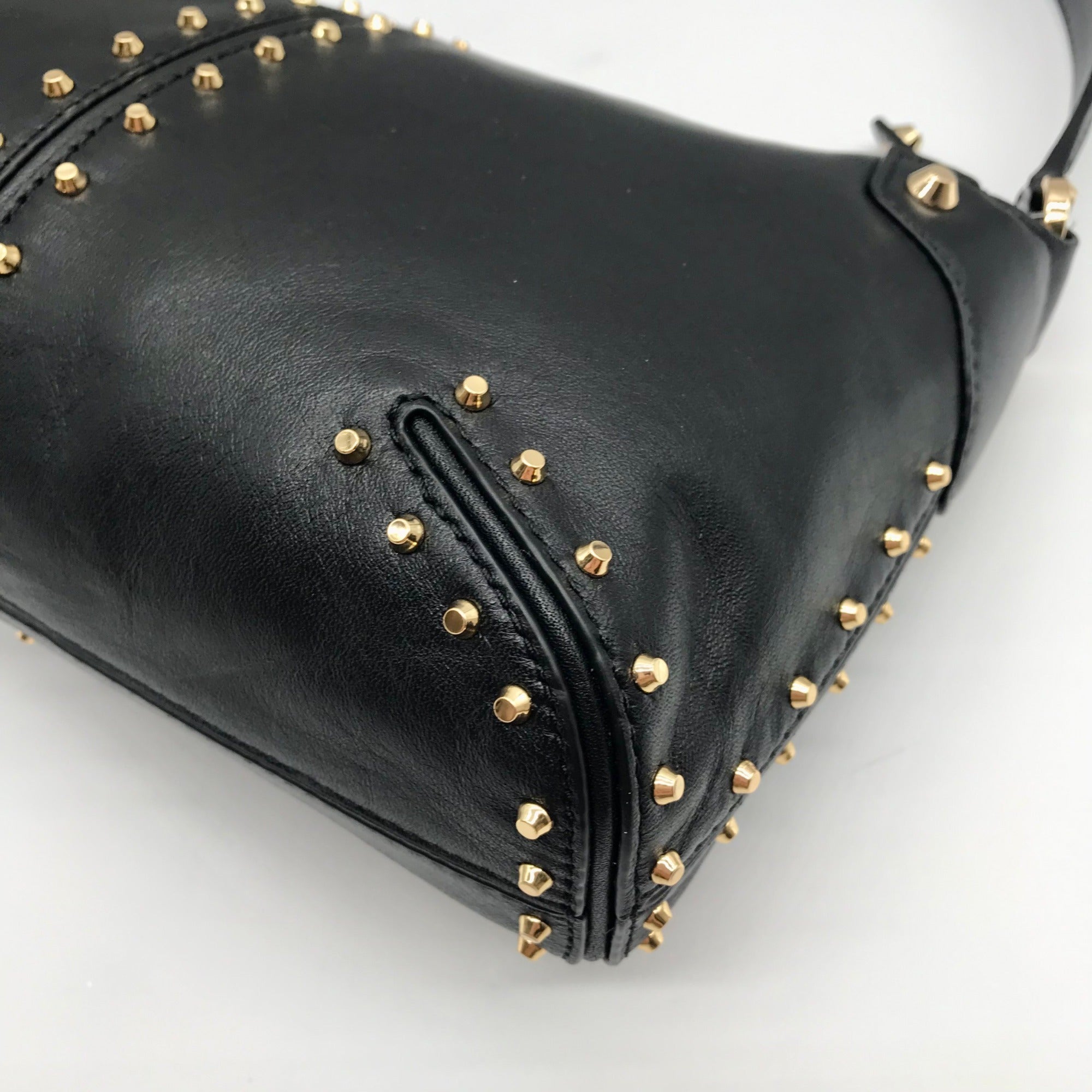 Michael Kors Black Leather Studded Astor Pouchette