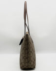 Coach Brown Coated Canvas Zip Top Tote Bag 4455