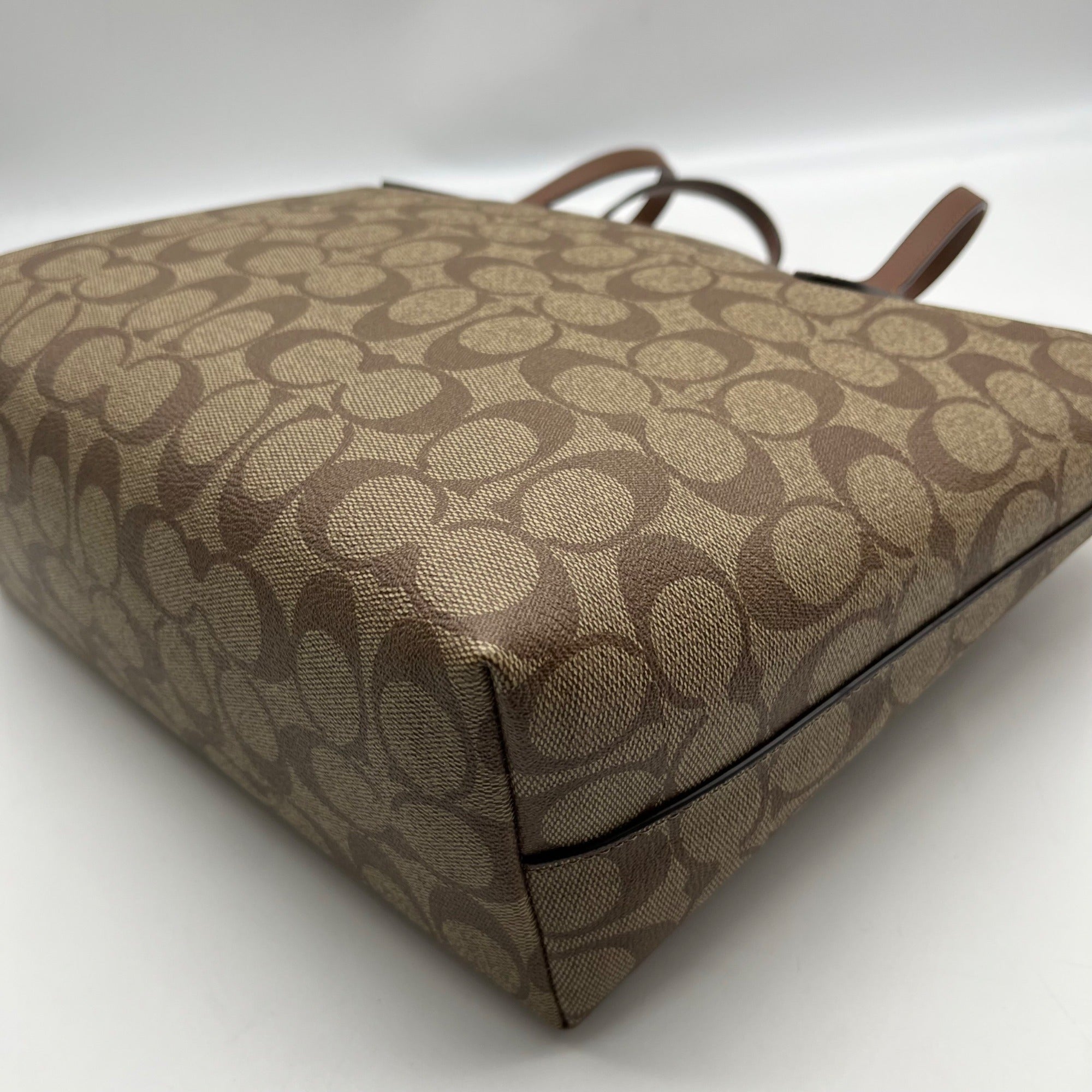 Coach Brown Coated Canvas Zip Top Tote Bag 4455