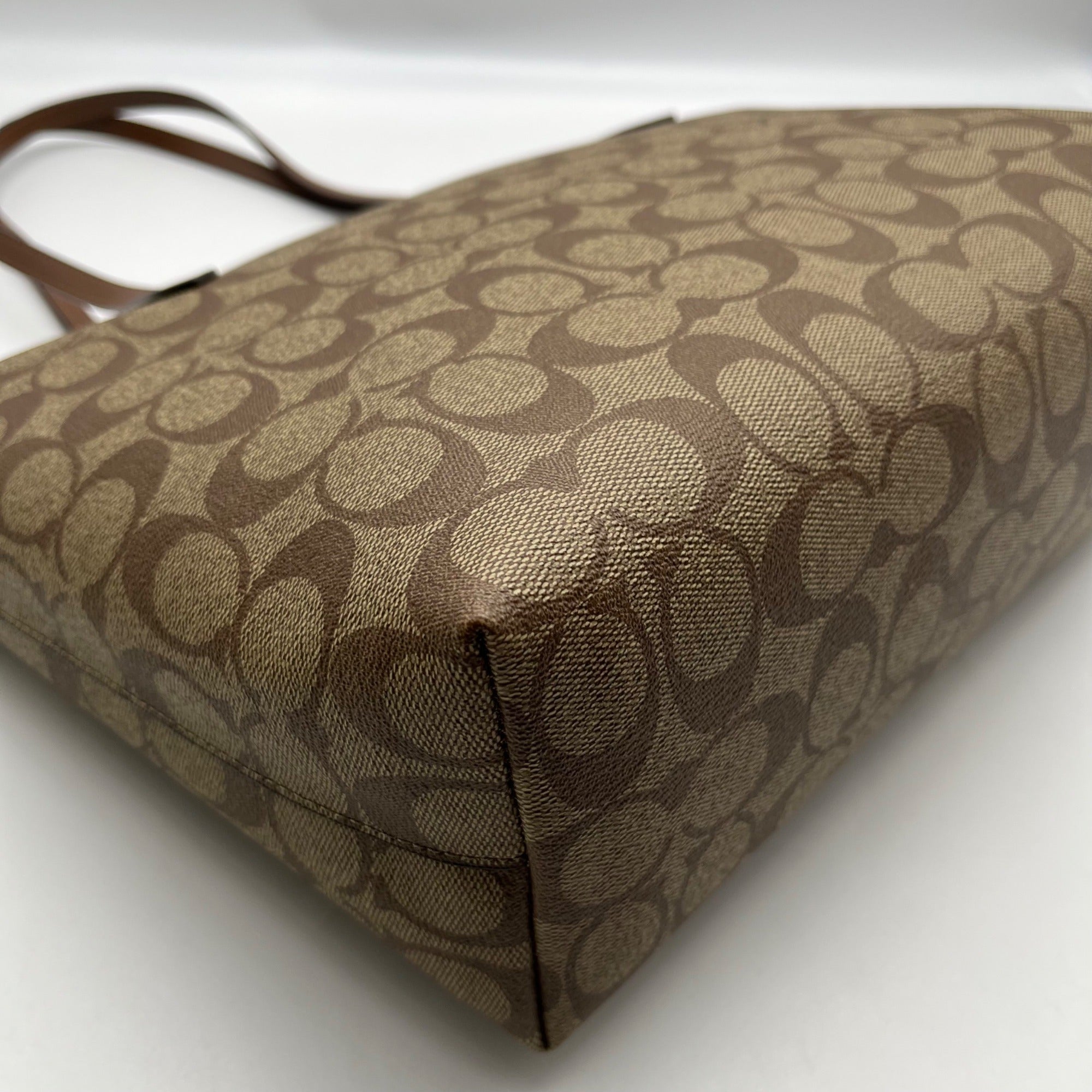 Coach Brown Coated Canvas Zip Top Tote Bag 4455