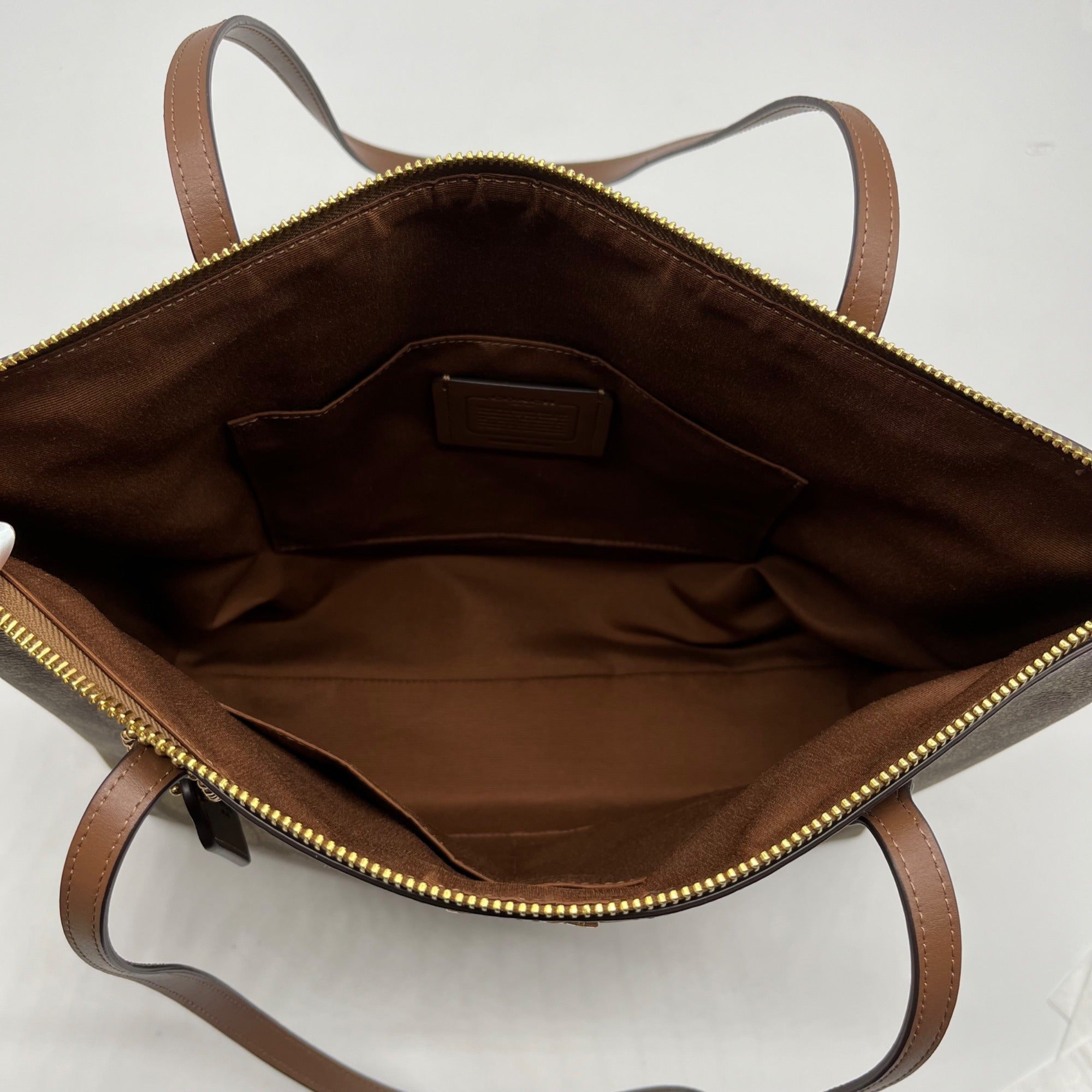 Coach Brown Coated Canvas Zip Top Tote Bag 4455