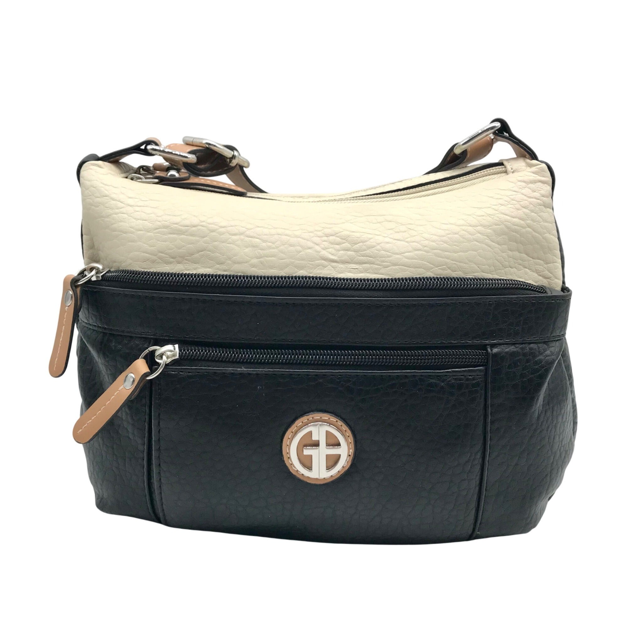 Giani Bernini Beige And Black Colorblock Pebbled Crossbody 