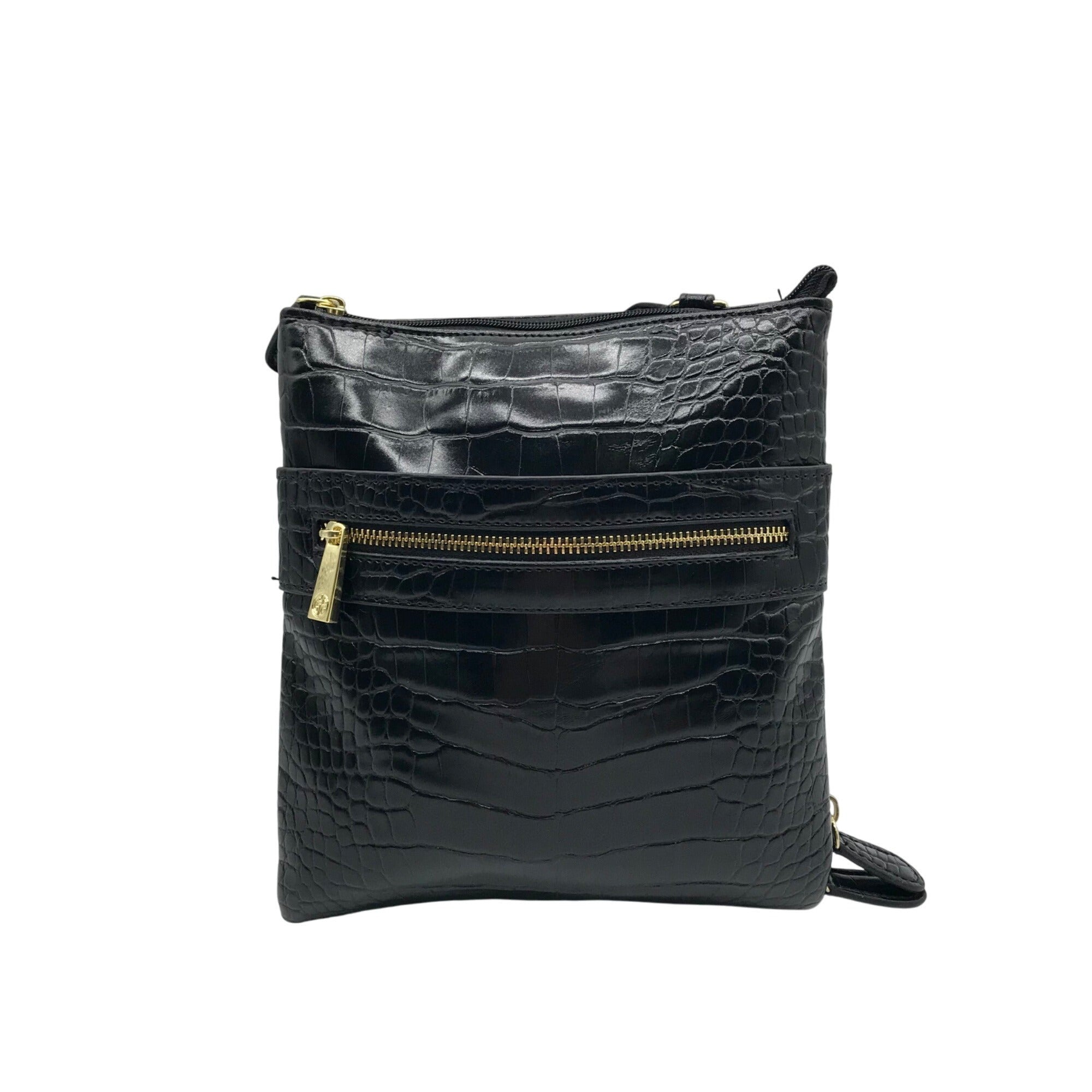 Giani Bernini Black Croc Dasher Crossbody Bag