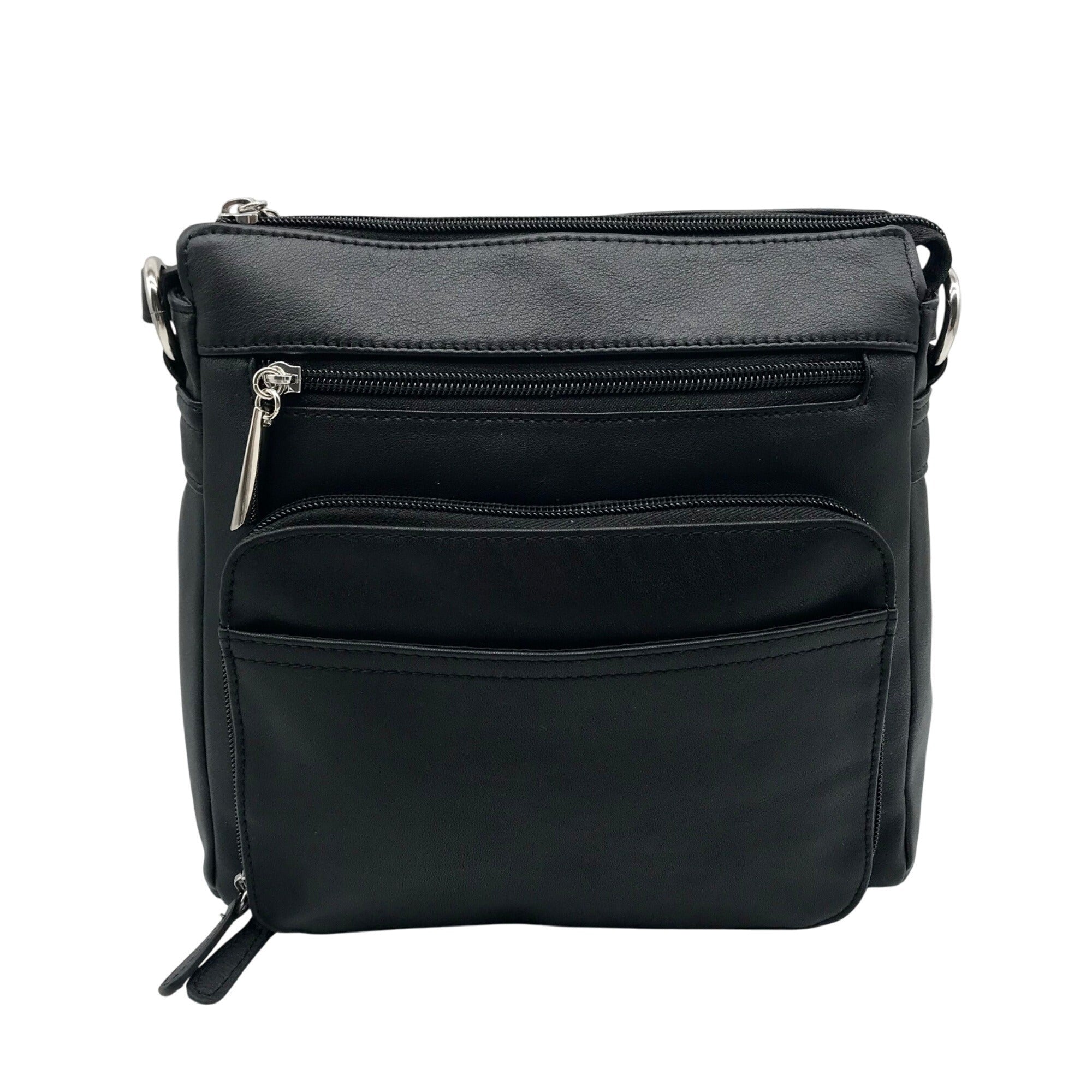 Giani Bernini Black Nappa Leather Front Zip Crossbody 