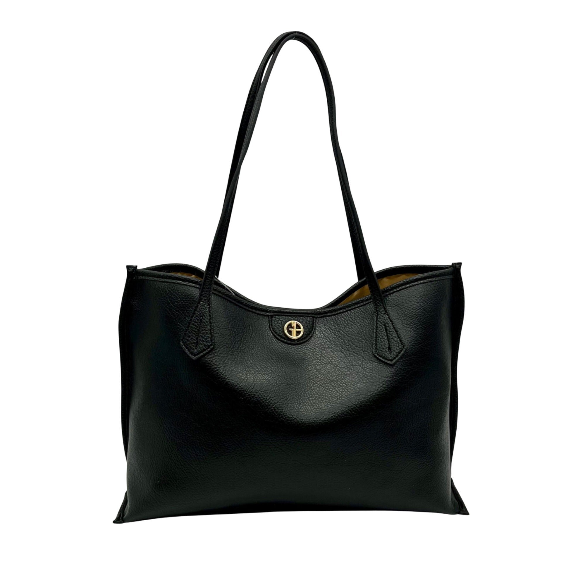Giani Bernini Black Pebbled Leather Tote Bag
