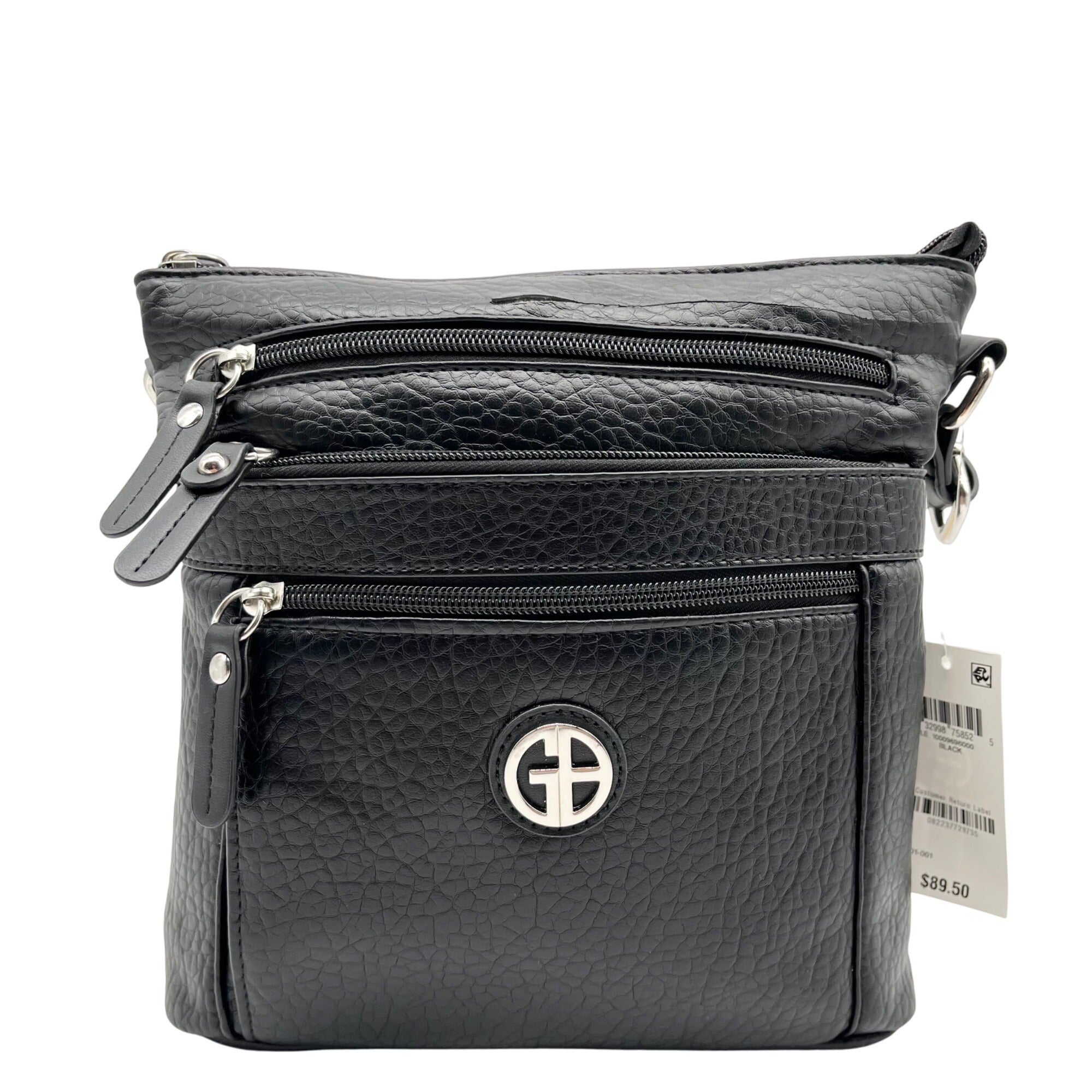 Giani Bernini Black Three Pocket Crossbody Bag