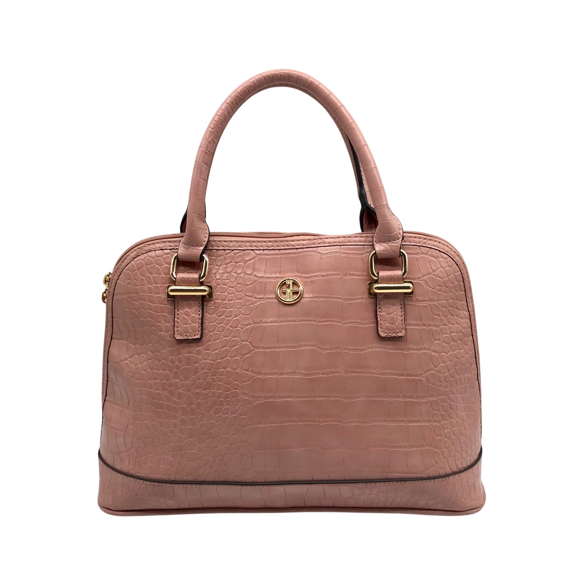 Giani Bernini Dusty Pink Croc Embossed Faux Leather Dome Satchel