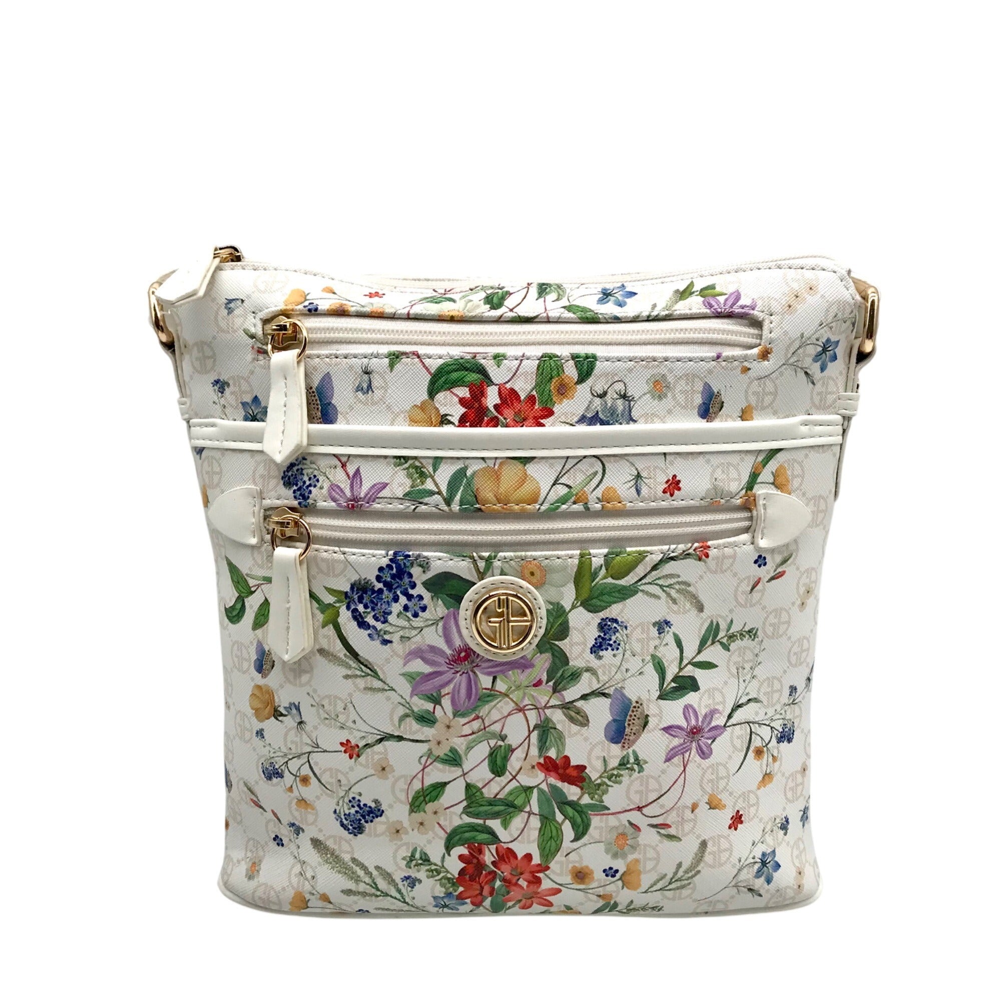 Giani Bernini White Floral North South Crossbody Bag