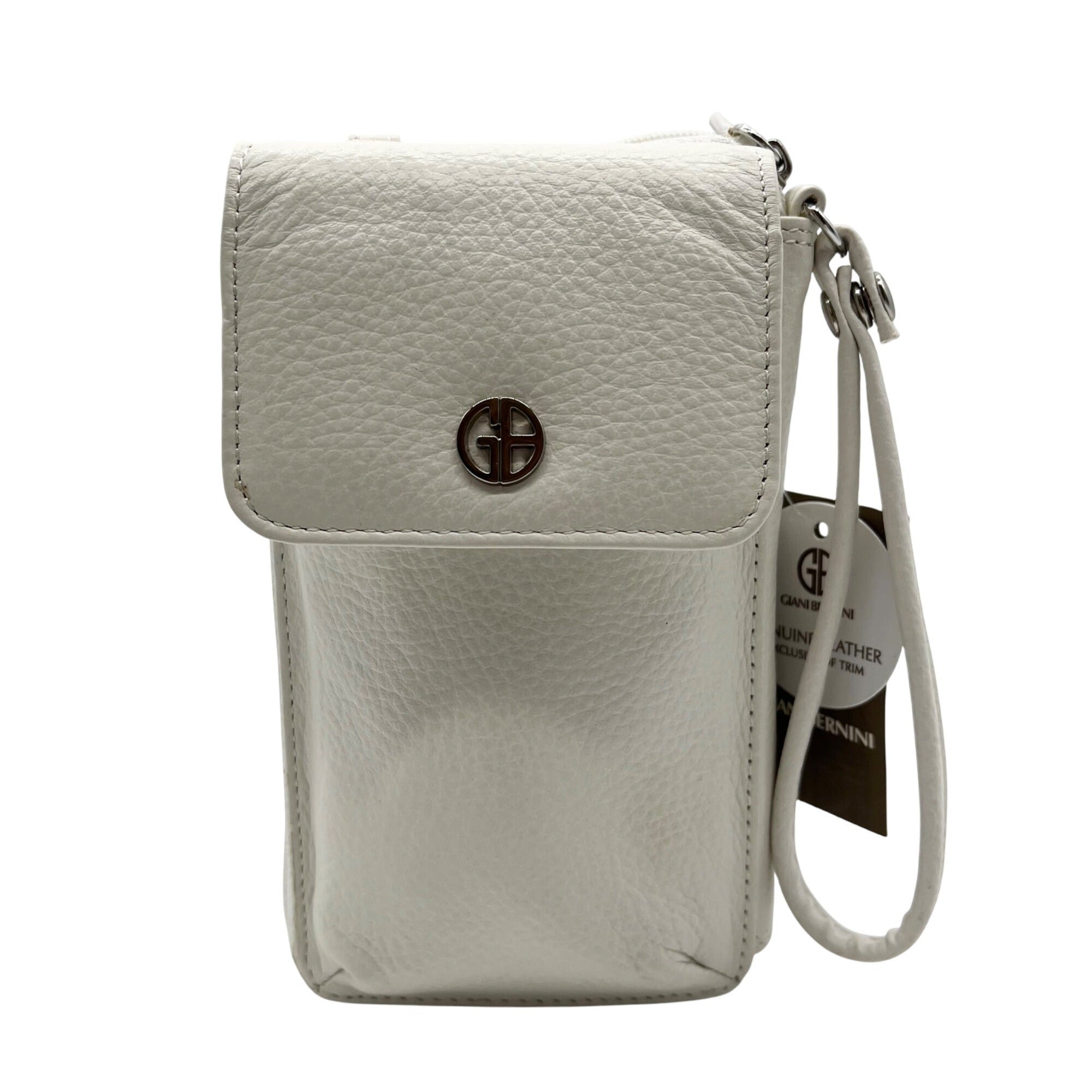Giani Bernini White Softy Leather Tech Crossbody Bag