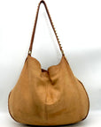 Tory Burch Tan Leather Pyramid Studded Hobo Shoulder Bag