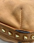 Tory Burch Tan Leather Pyramid Studded Hobo Shoulder Bag