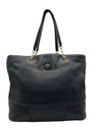 Tory Burch Black Pebbled Leather Carter Chain Tote Bag
