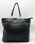 Tory Burch Black Pebbled Leather Carter Chain Tote Bag