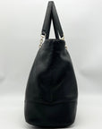 Tory Burch Black Pebbled Leather Carter Chain Tote Bag