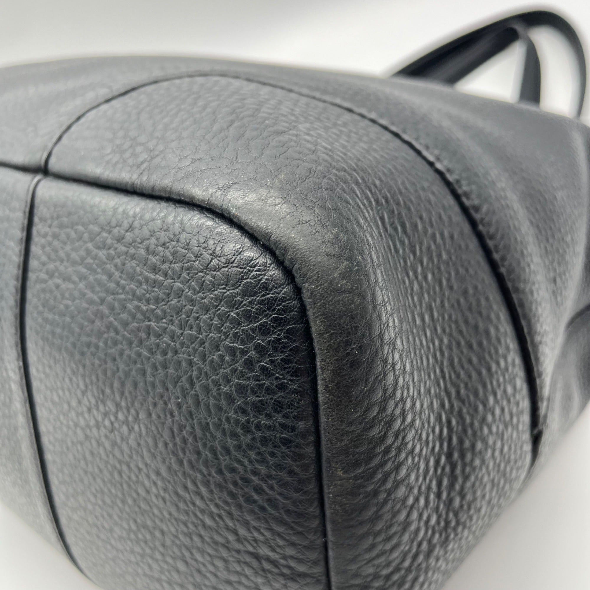 Tory Burch Black Pebbled Leather Carter Chain Tote Bag