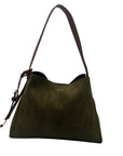 Grossi Green Suede Hobo Crossbody Bag