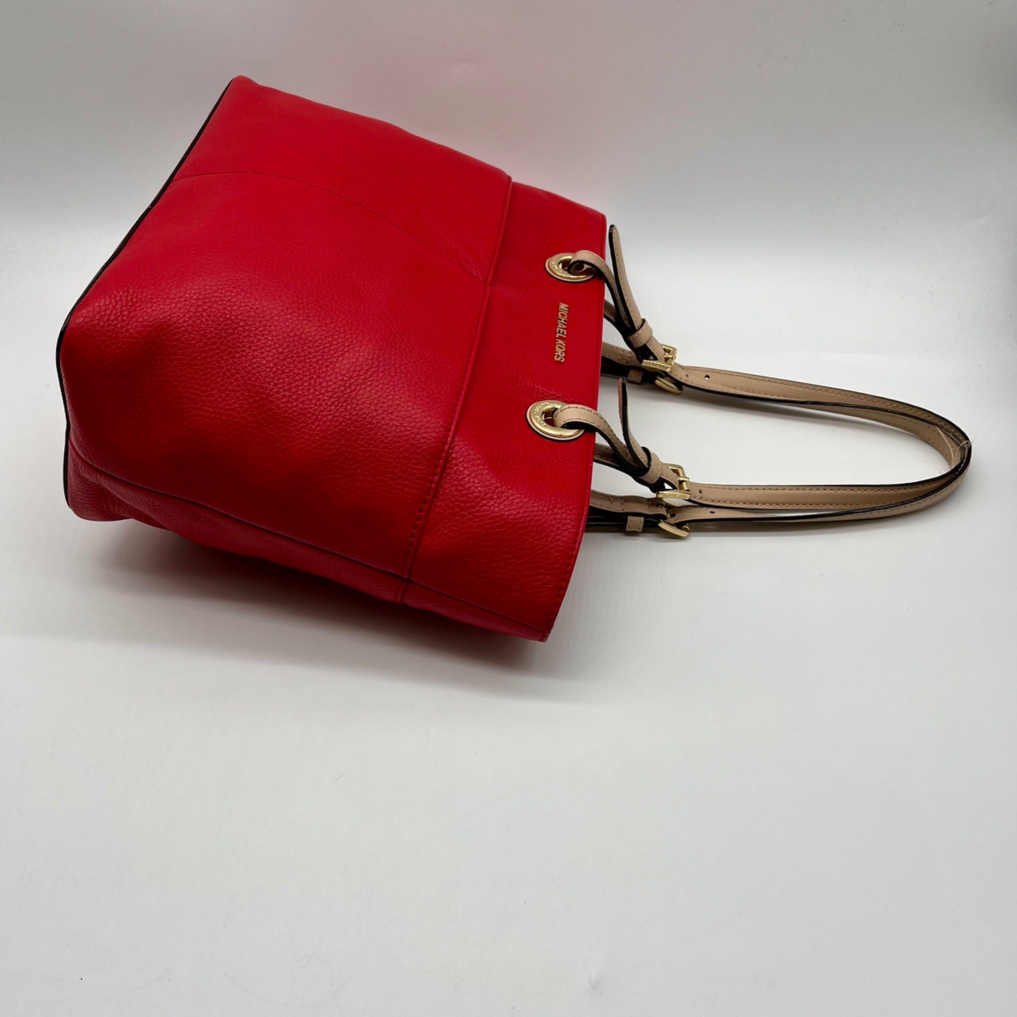 Michael Kors Red Pebbled Leather Tote Bag