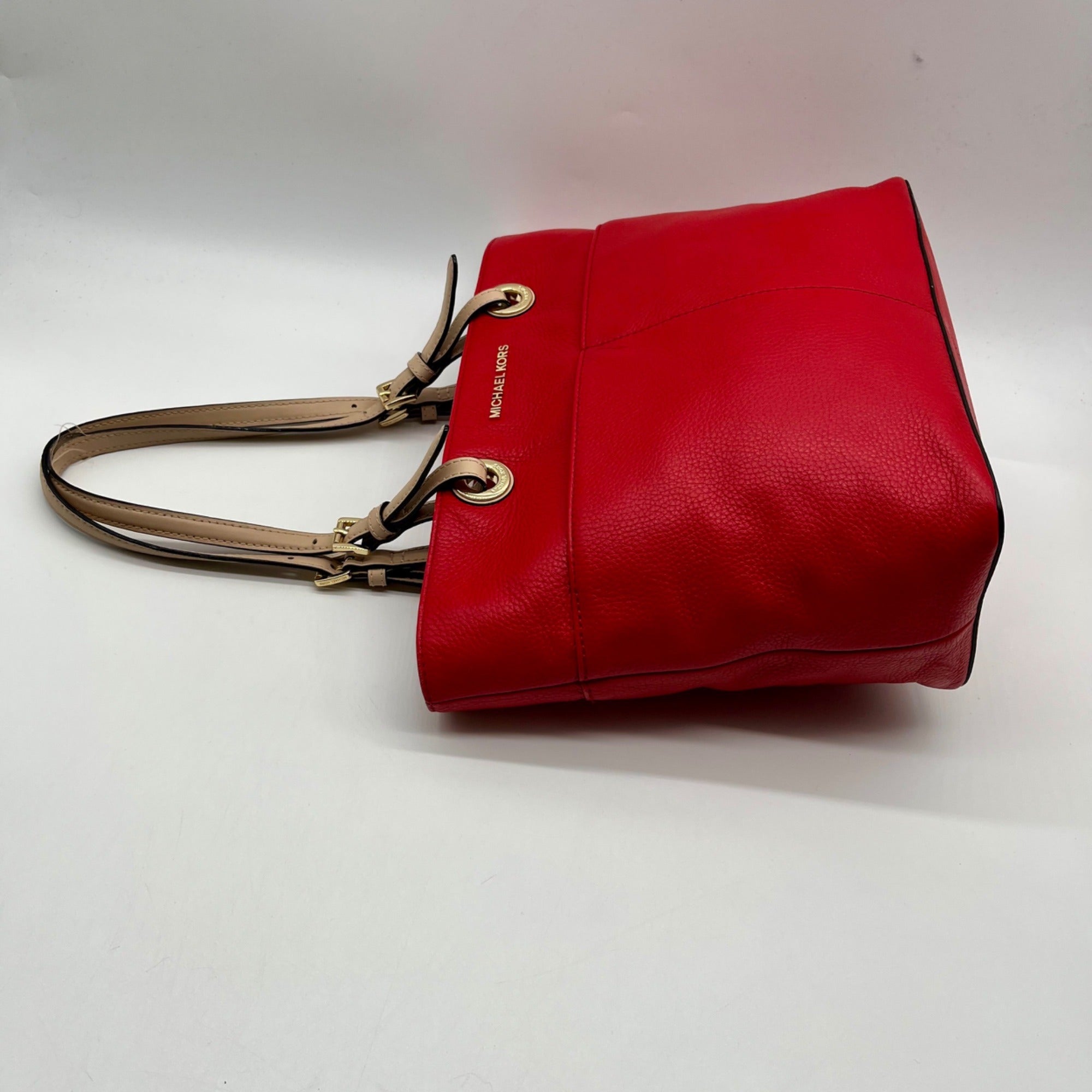 Michael Kors Red Pebbled Leather Tote Bag