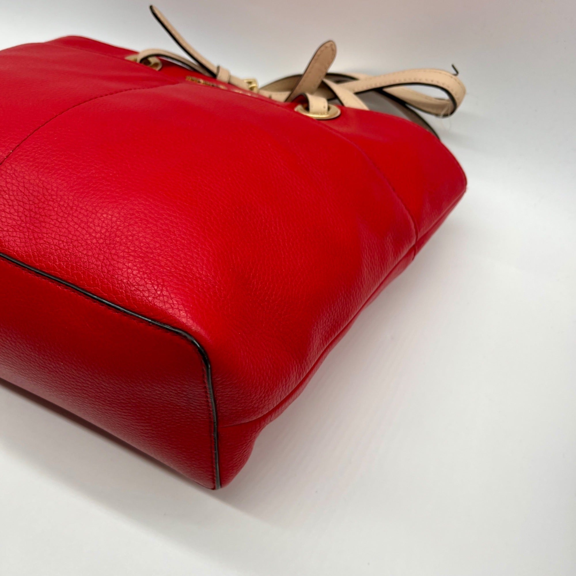 Michael Kors Red Pebbled Leather Tote Bag