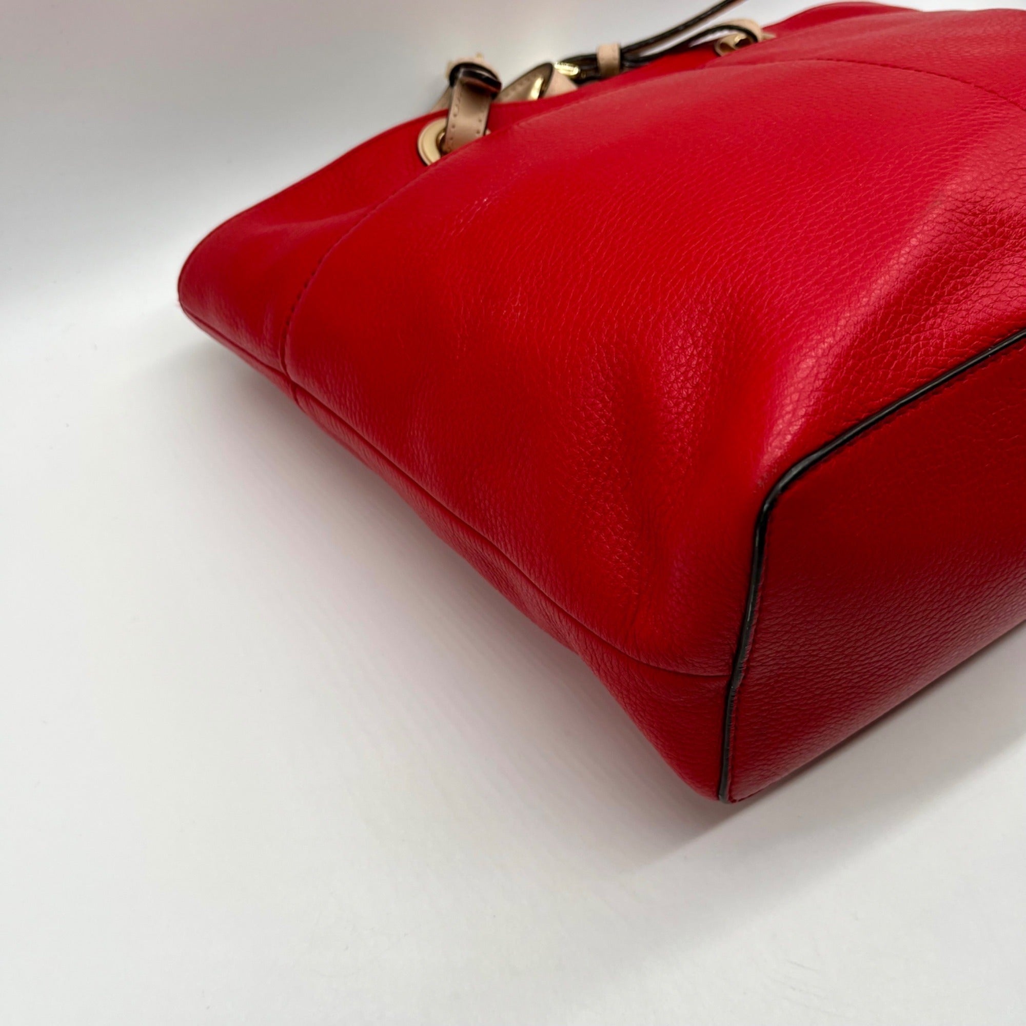 Michael Kors Red Pebbled Leather Tote Bag