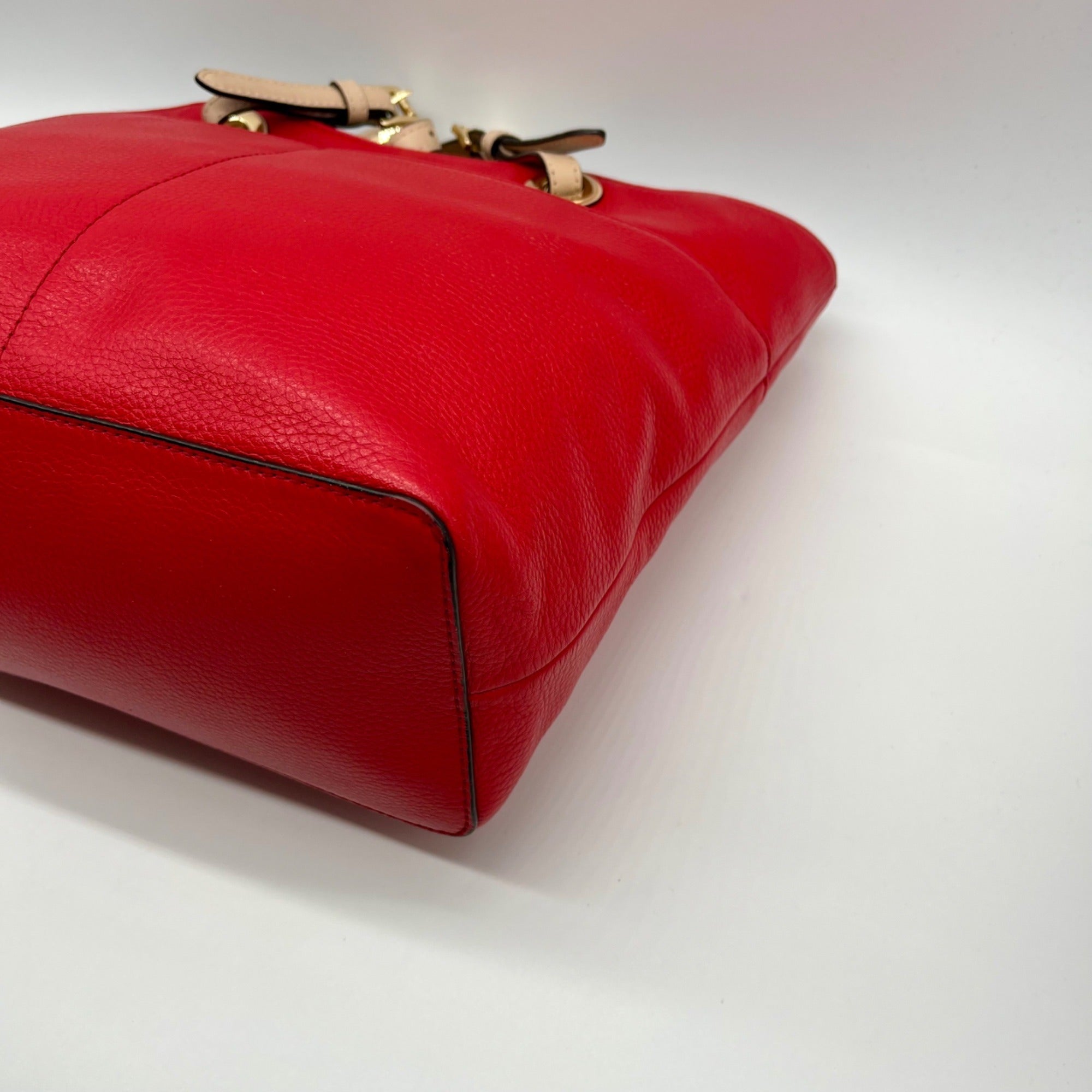 Michael Kors Red Pebbled Leather Tote Bag