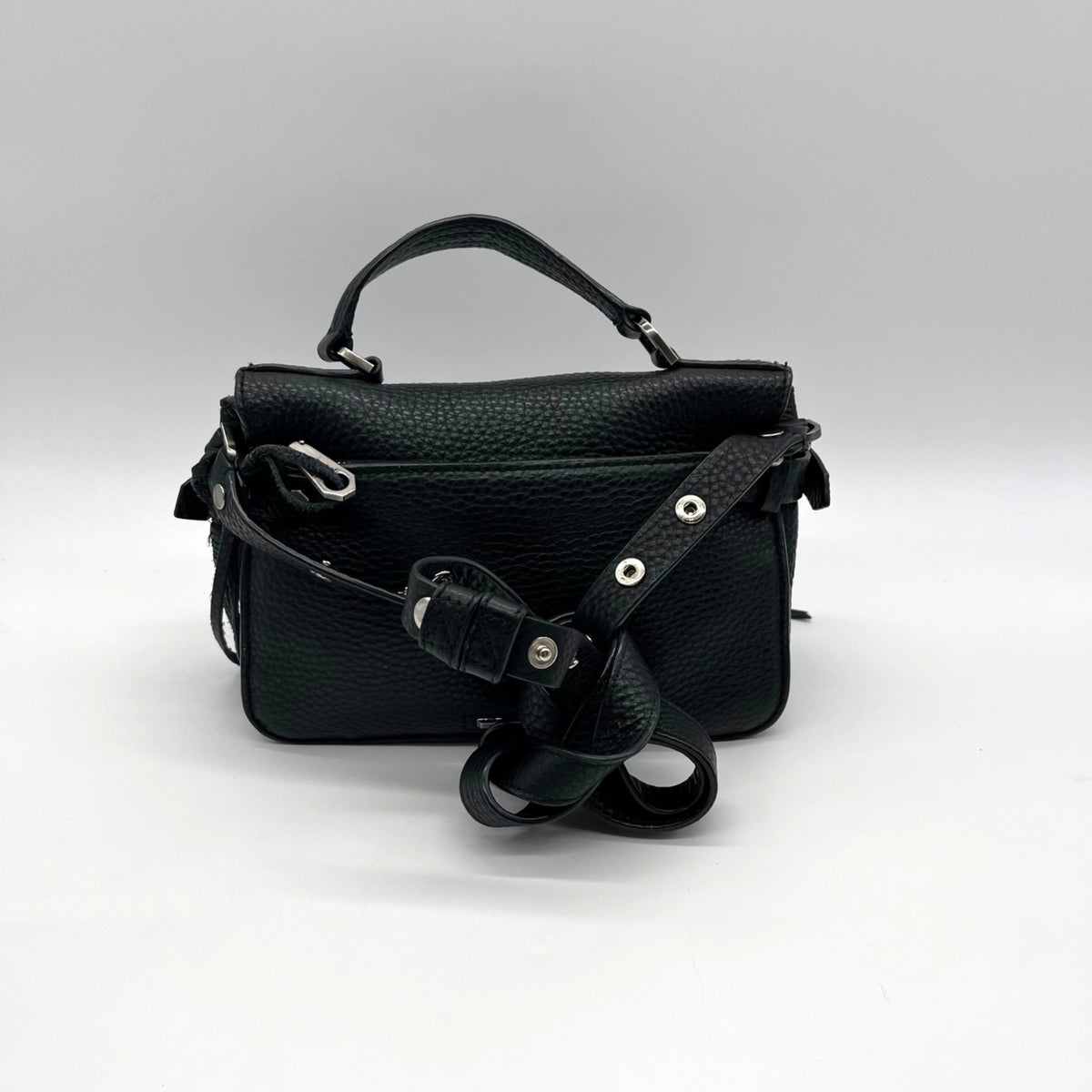 Rebecca Minkoff Black Pebbled Leather Messenger Crossbody Bag