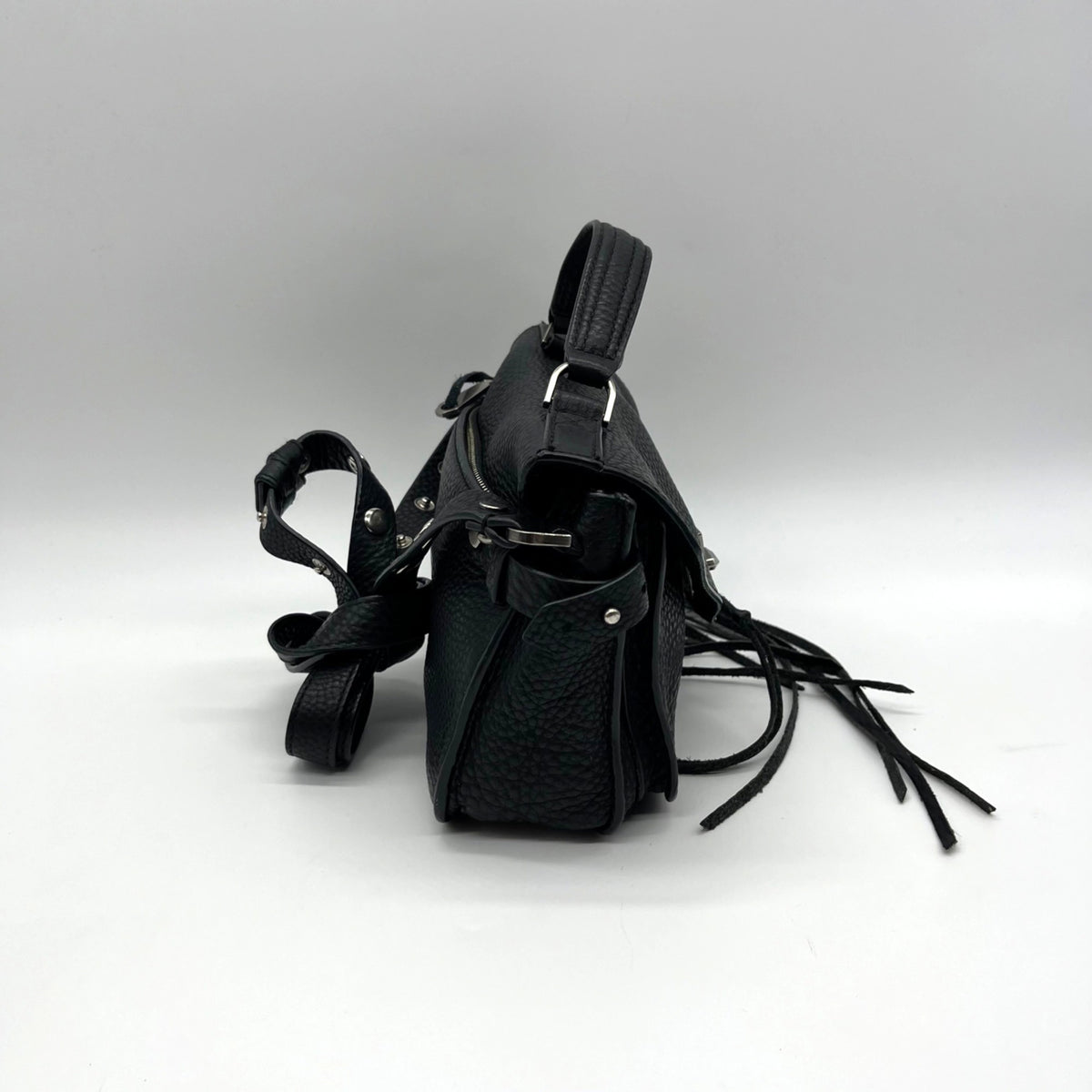 Rebecca Minkoff Black Pebbled Leather Messenger Crossbody Bag