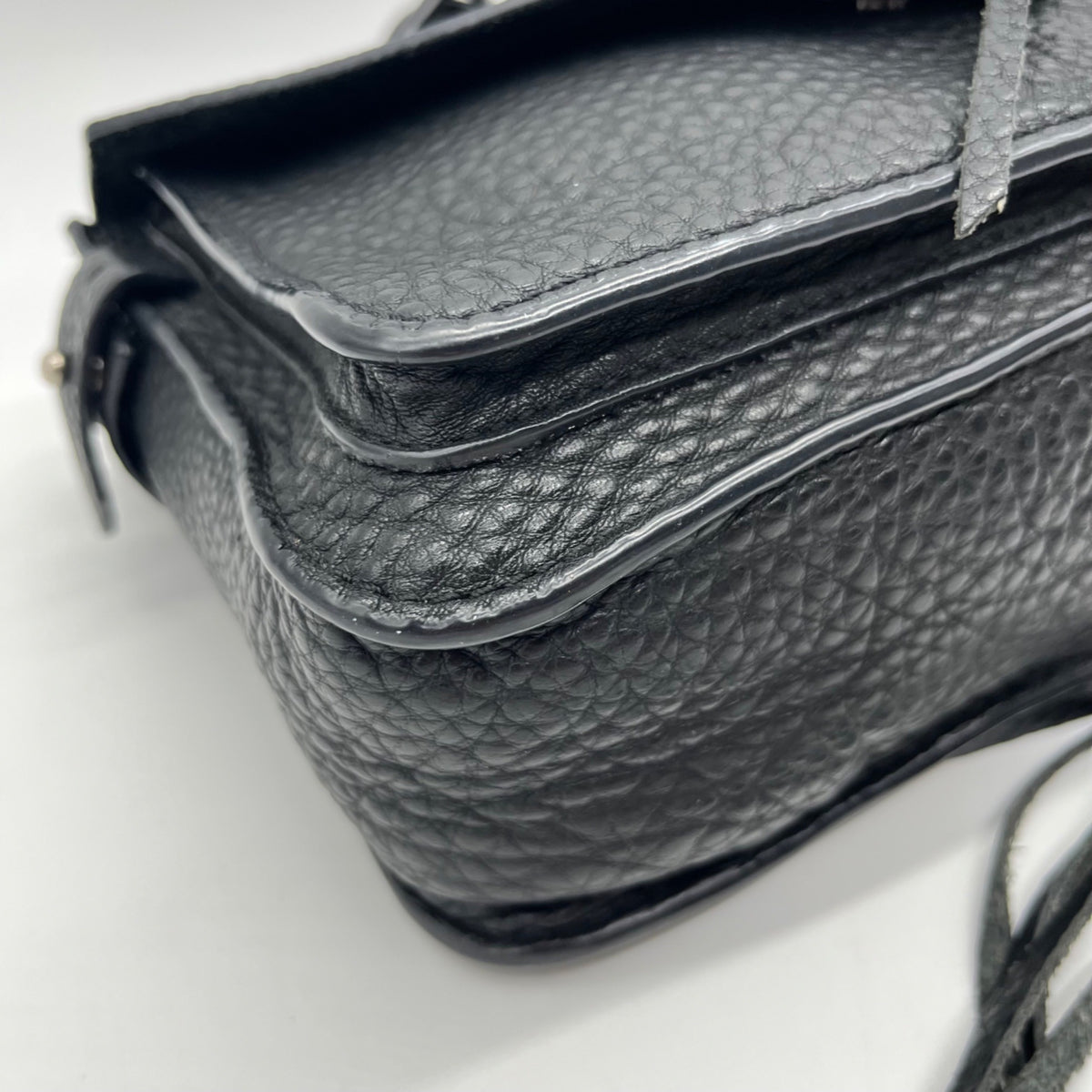 Rebecca Minkoff Black Pebbled Leather Messenger Crossbody Bag
