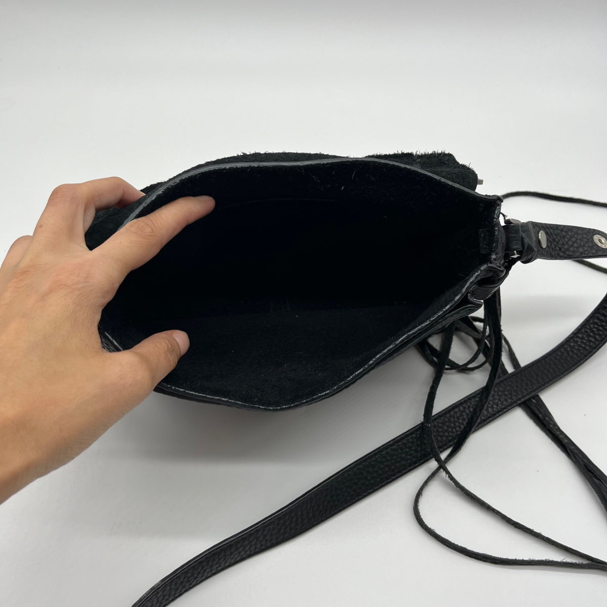 Rebecca Minkoff Black Pebbled Leather Messenger Crossbody Bag