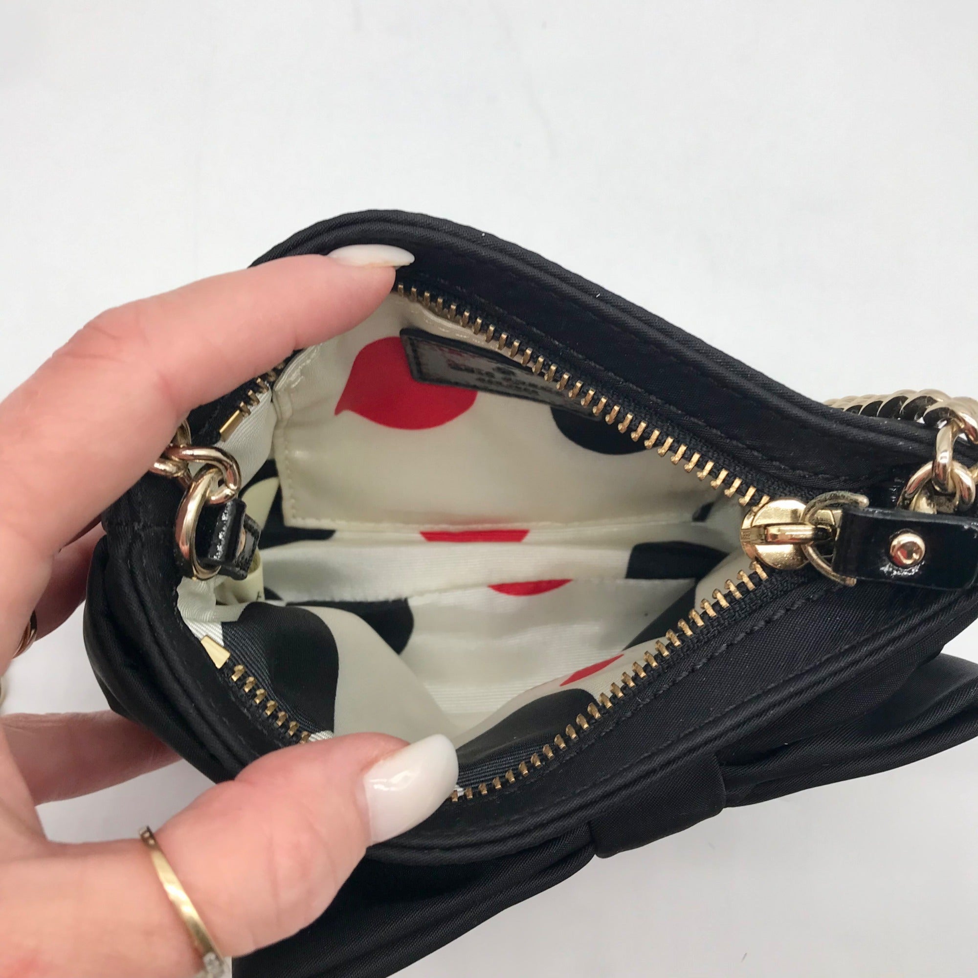 Kate Spade Black Nylon Bow Skipper Mini Crossbody Bag