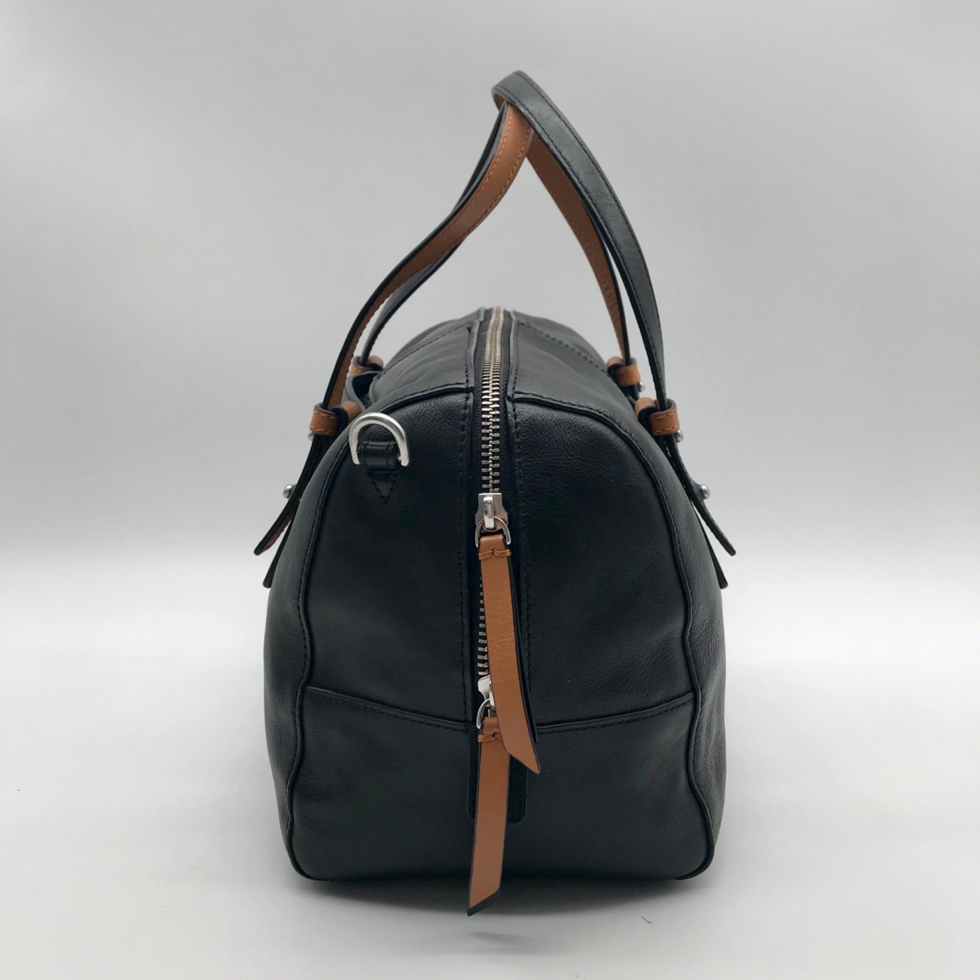 Vera Bradley Black Leather Gallatin Satchel Bag