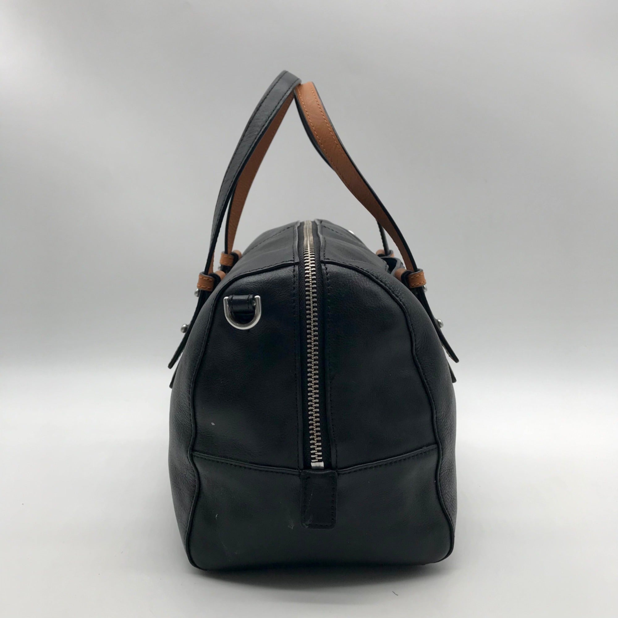 Vera Bradley Black Leather Gallatin Satchel Bag