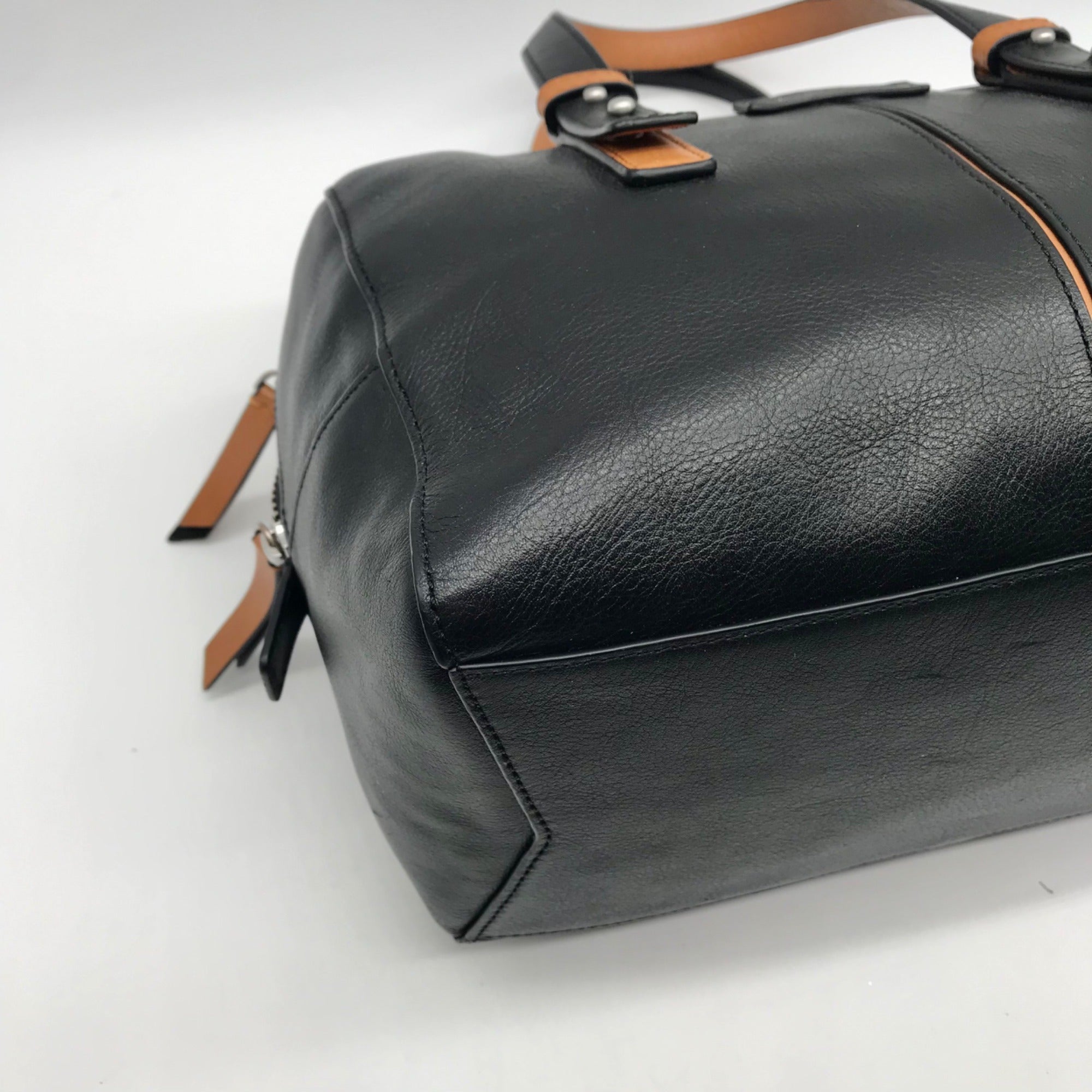 Vera Bradley Black Leather Gallatin Satchel Bag