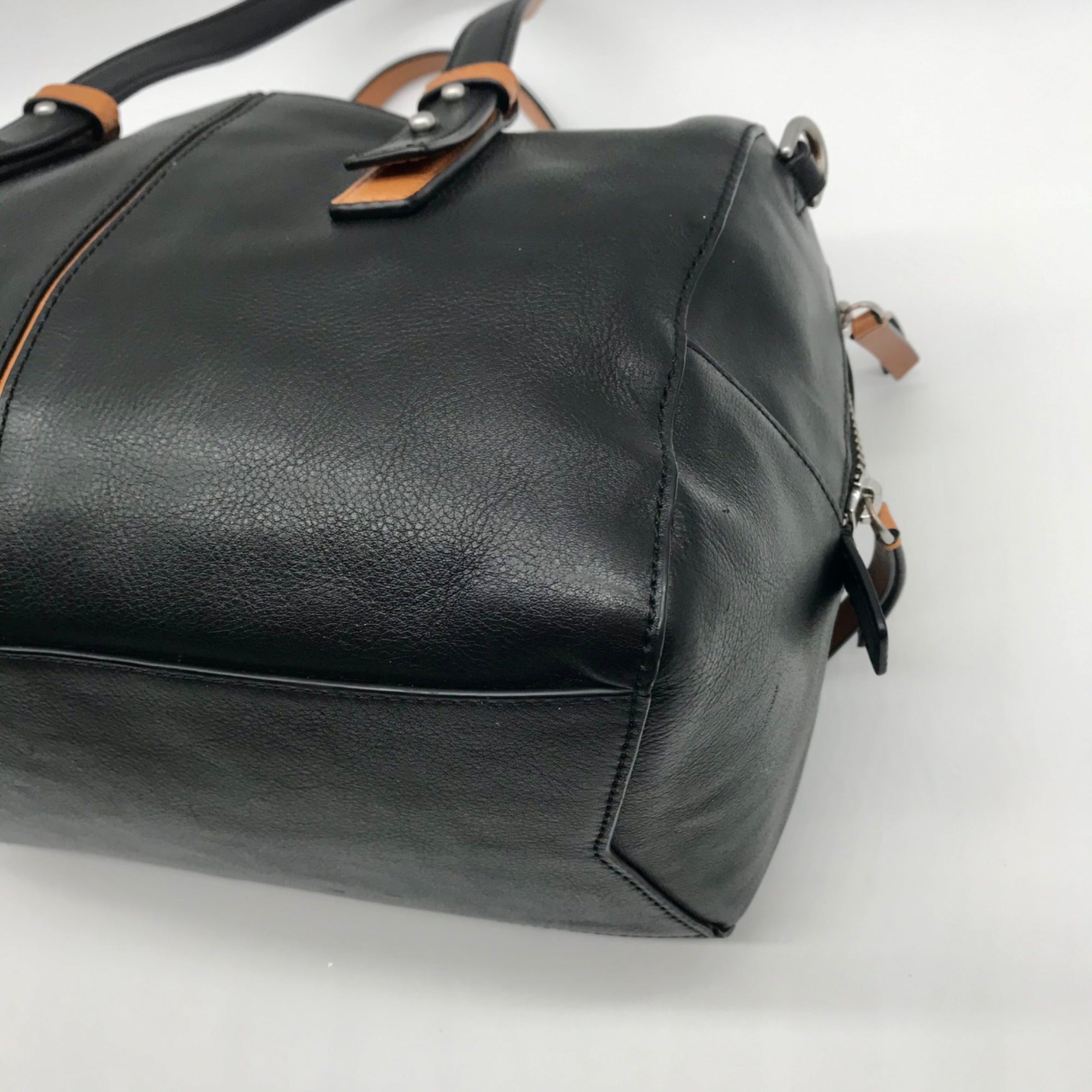 Vera Bradley Black Leather Gallatin Satchel Bag