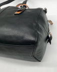 Vera Bradley Black Leather Gallatin Satchel Bag