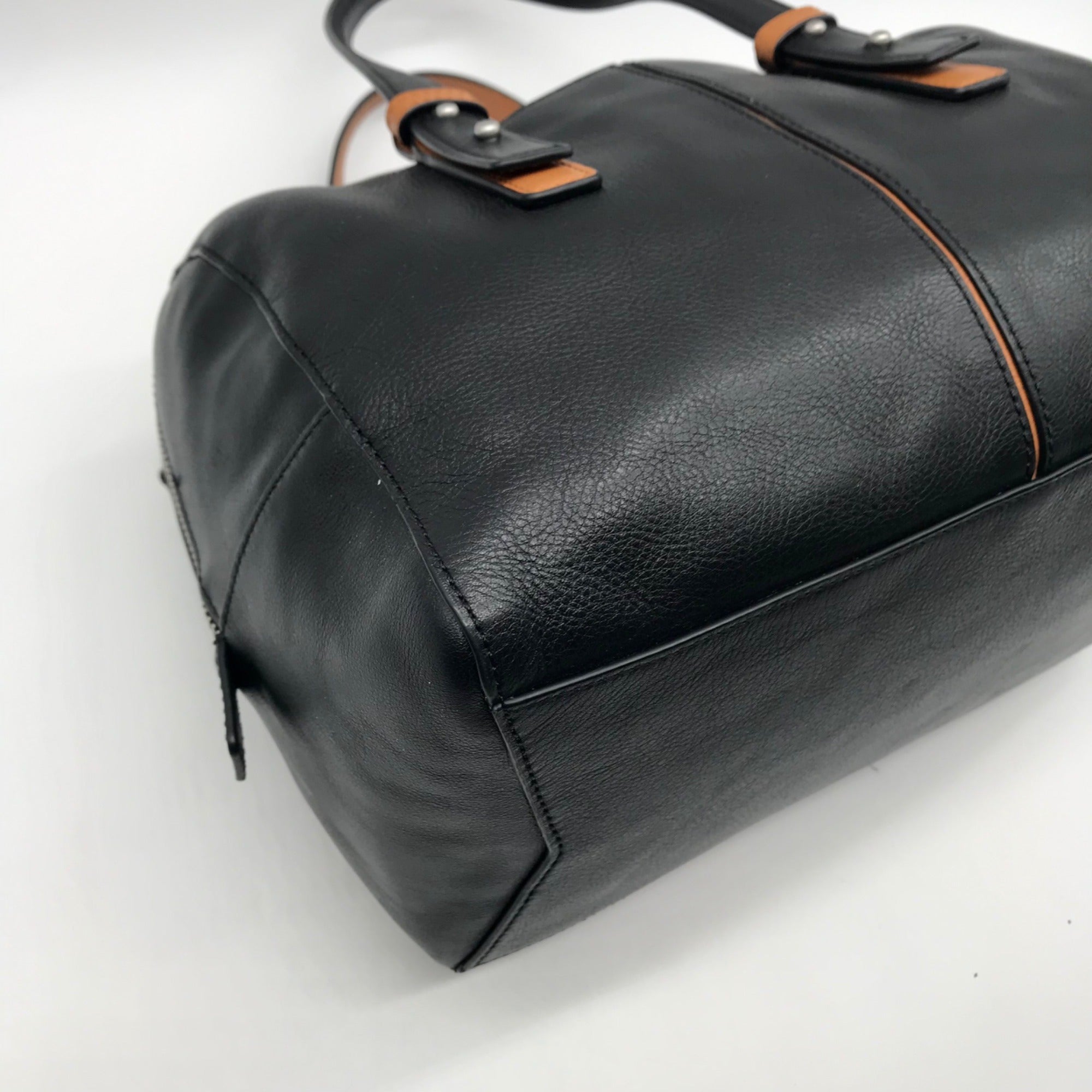 Vera Bradley Black Leather Gallatin Satchel Bag