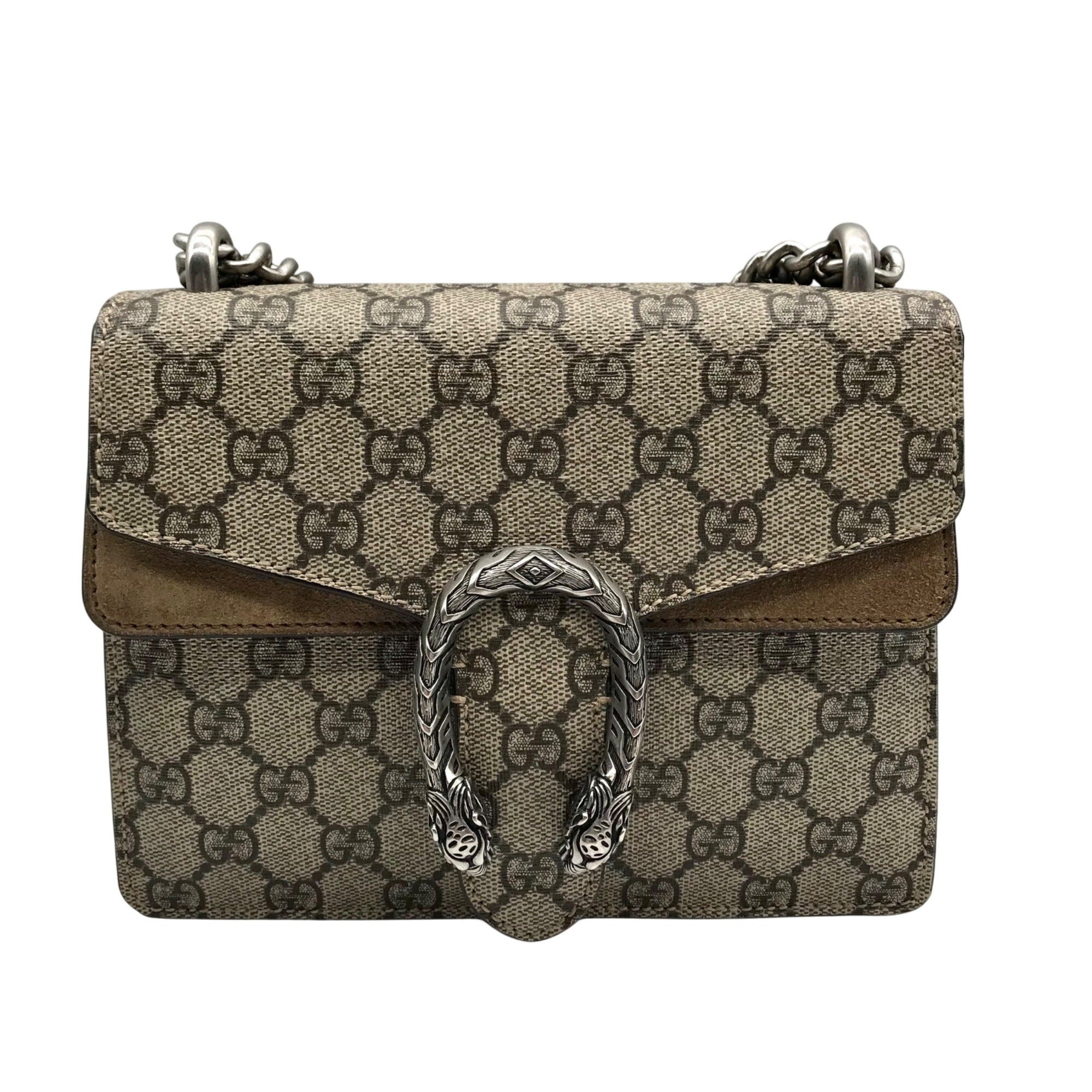 Gucci Beige And Ebony Canvas GG Supreme Mini Dionysus Shoulder Bag