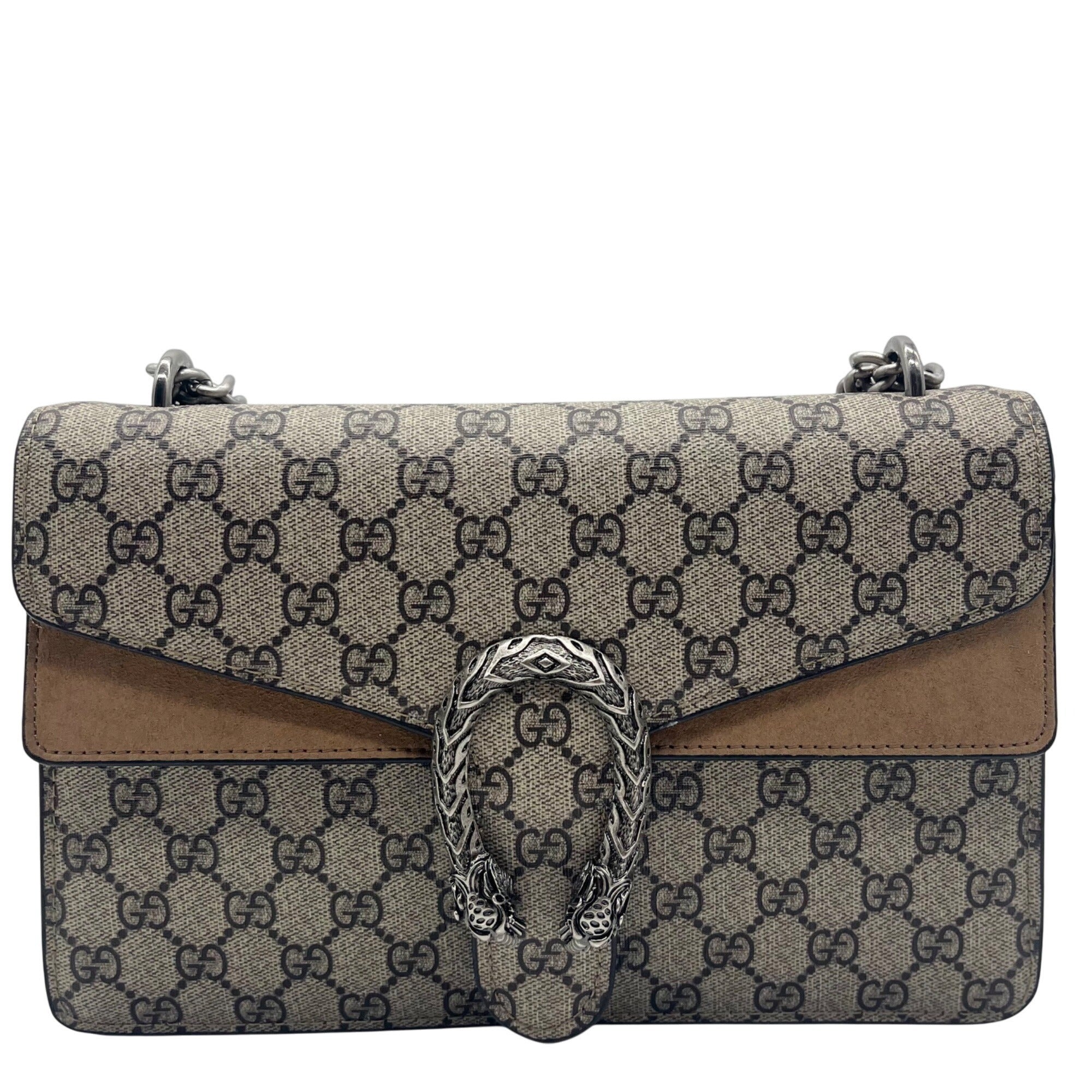 Gucci Beige And Ebony GG Supreme Dionysus Medium Shoulder Bag 