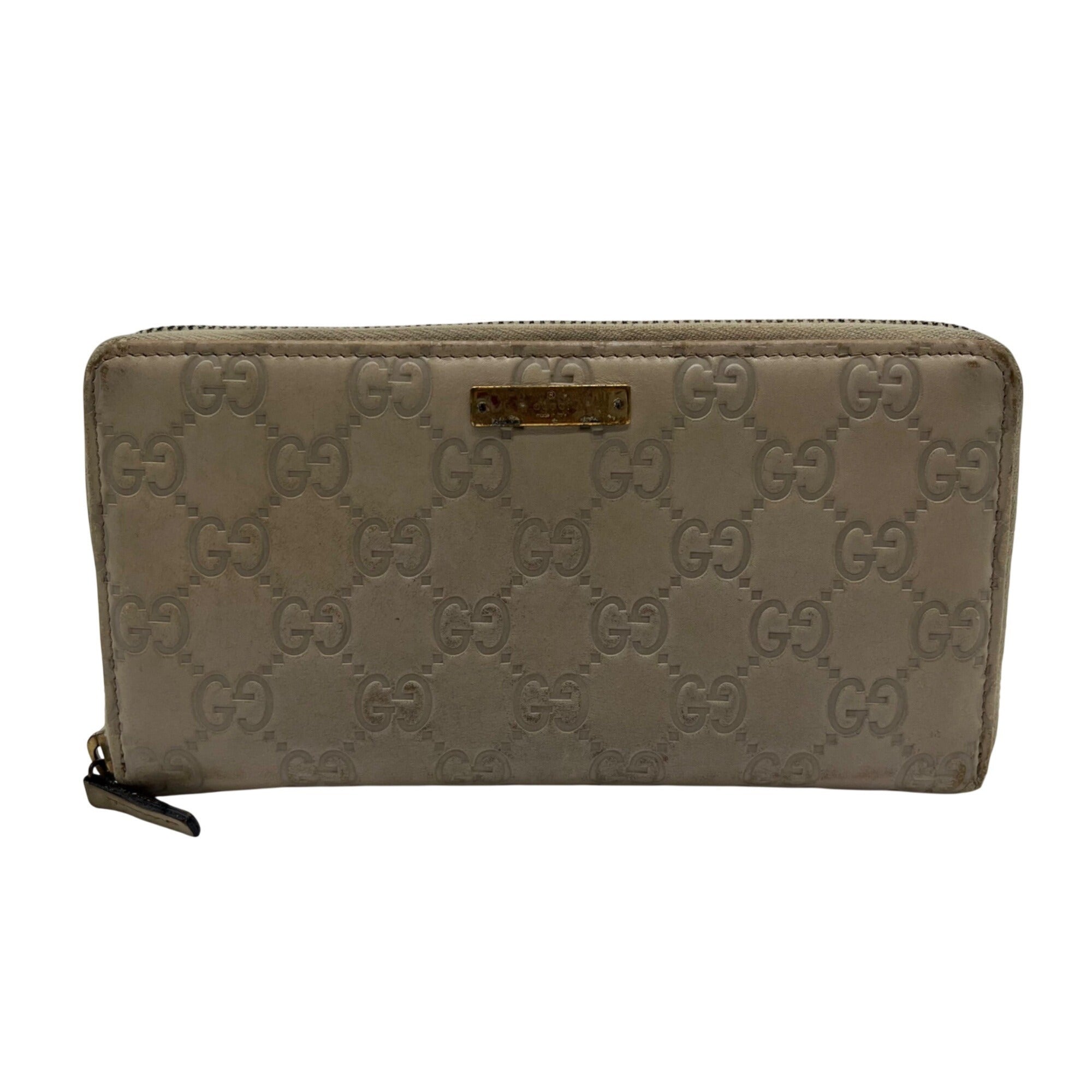 Gucci Beige Guccissima Leather Zip-Around Wallet