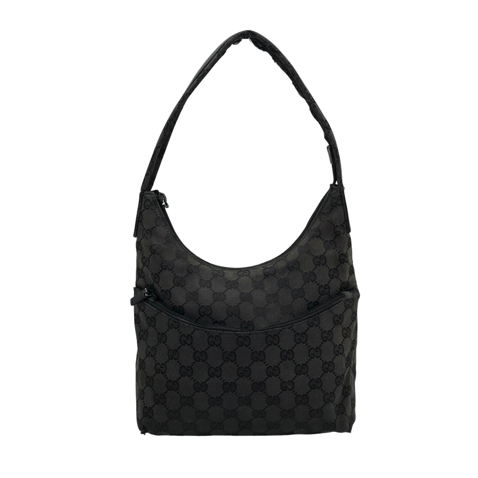 Gucci Black GG Monogram Canvas Shoulder Bag 
