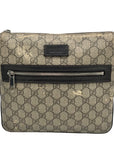 Gucci Dark Brown Leather and Signature GG Supreme Canvas Crossbody Bag