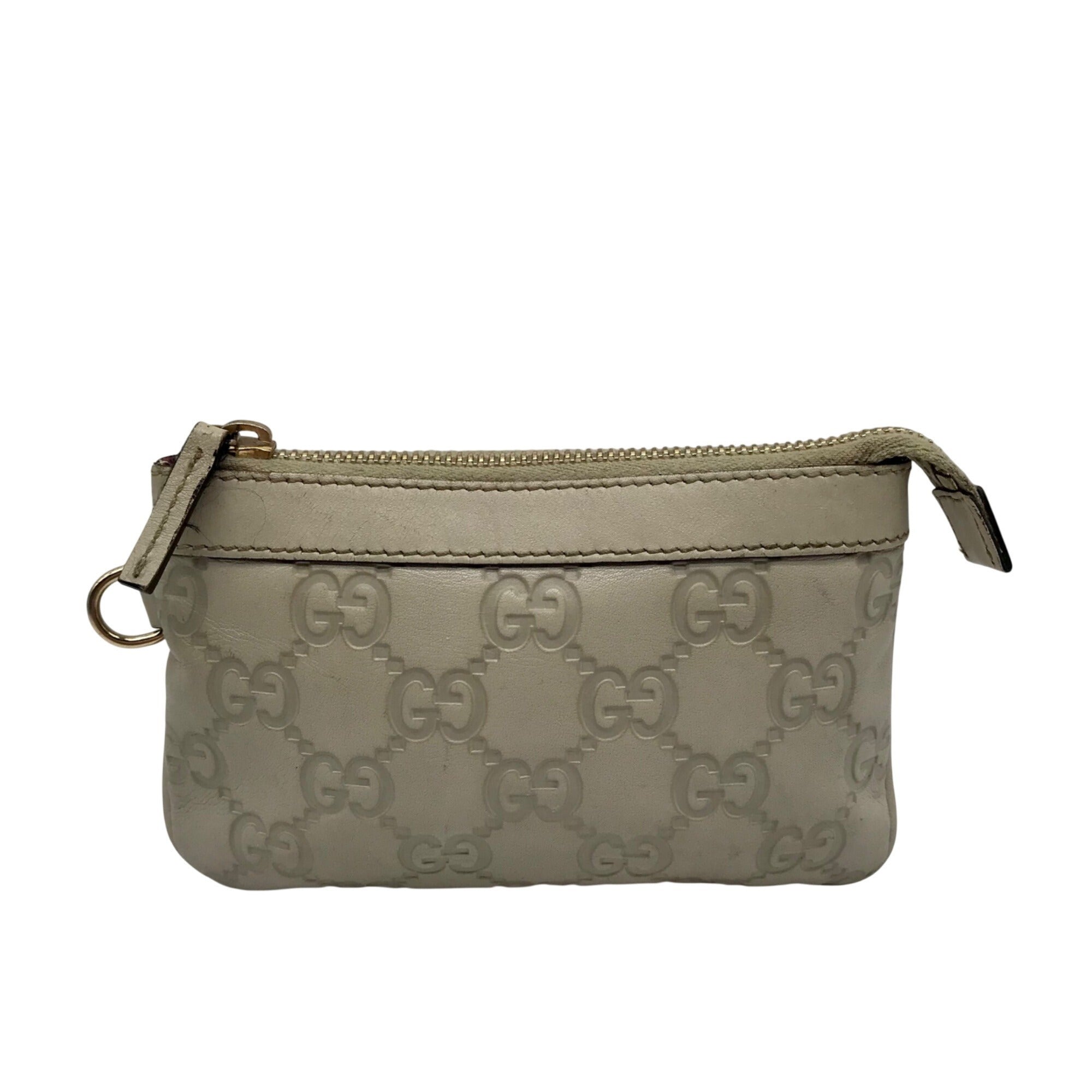Gucci Off-White Monogram Leather Zip Wallet 
