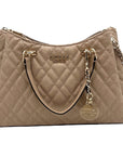 Guess Pale Mocha Signature Faux Leather Shoulder Satchel
