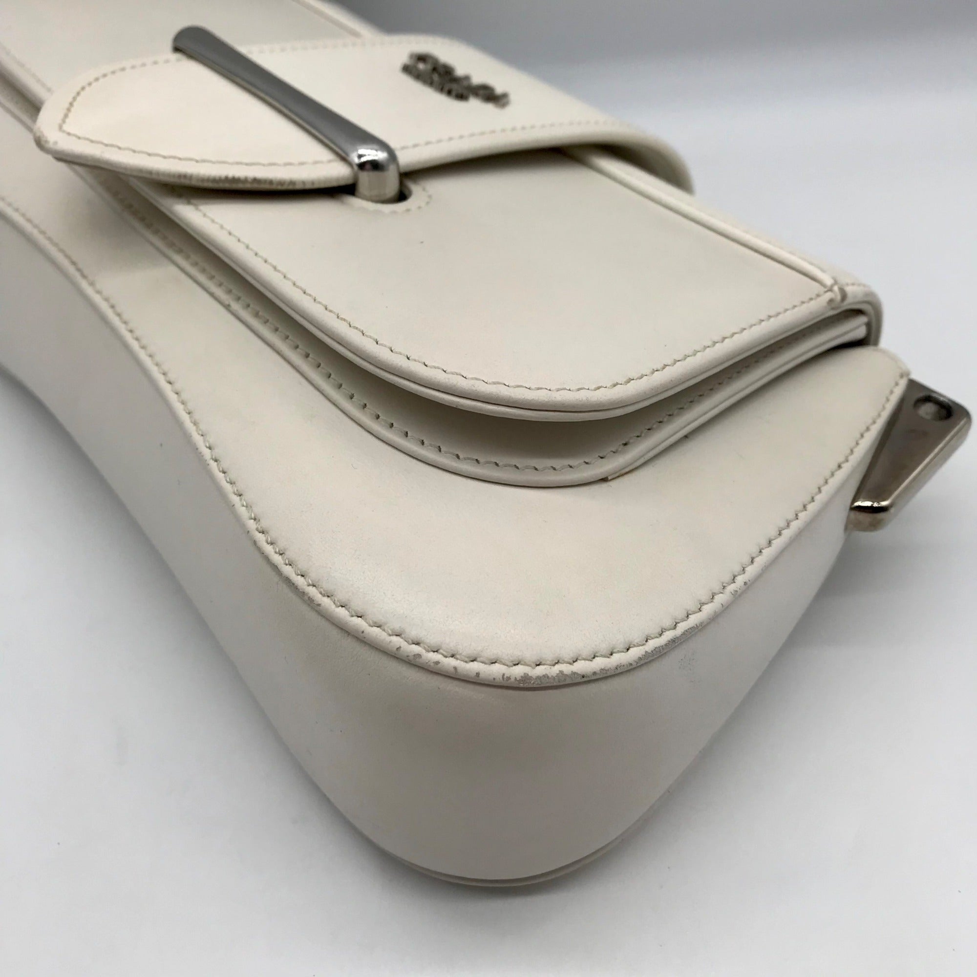 Prada White Leather Sidonie Shoulder Bag