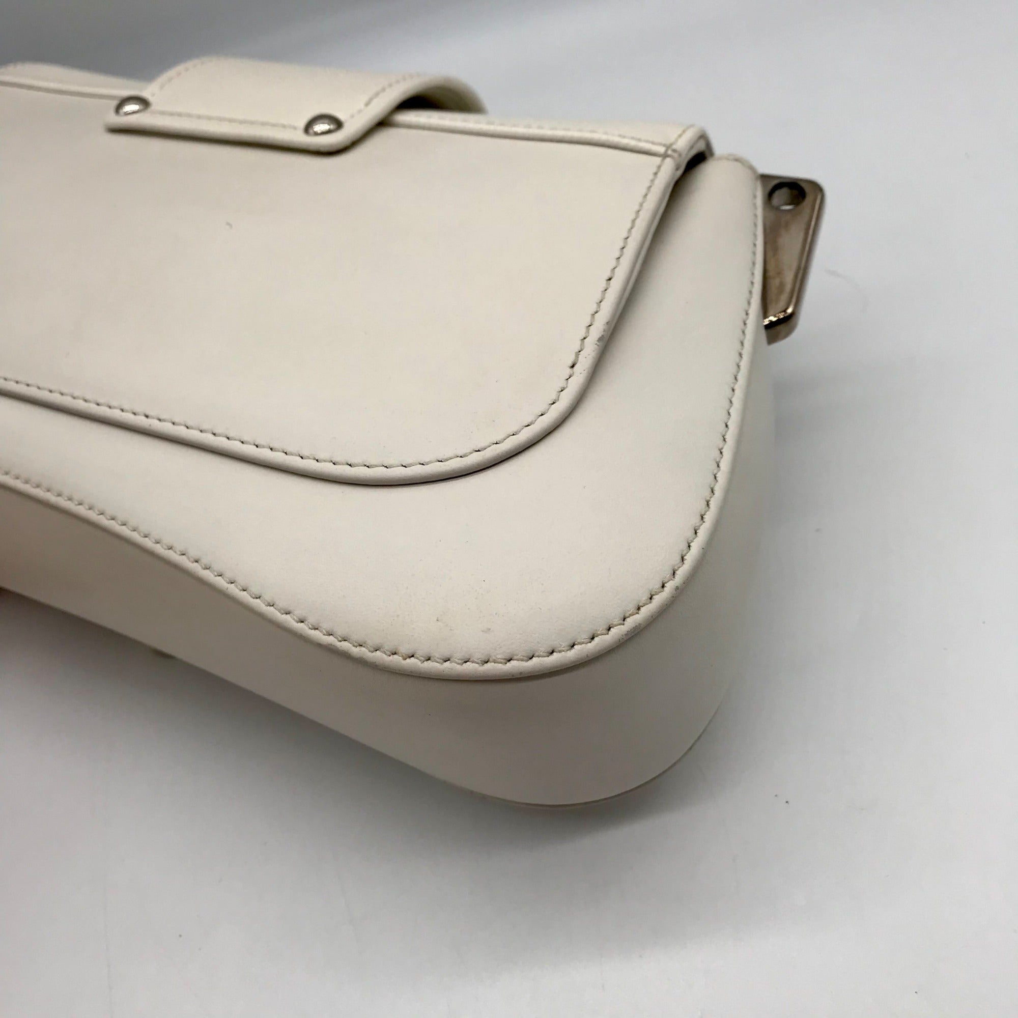 Prada White Leather Sidonie Shoulder Bag