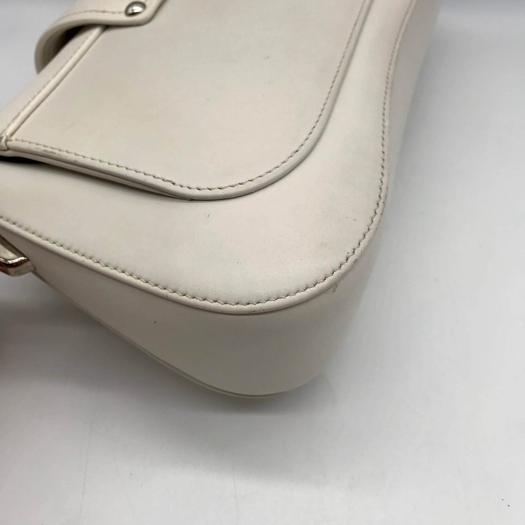 Prada White Leather Sidonie Shoulder Bag